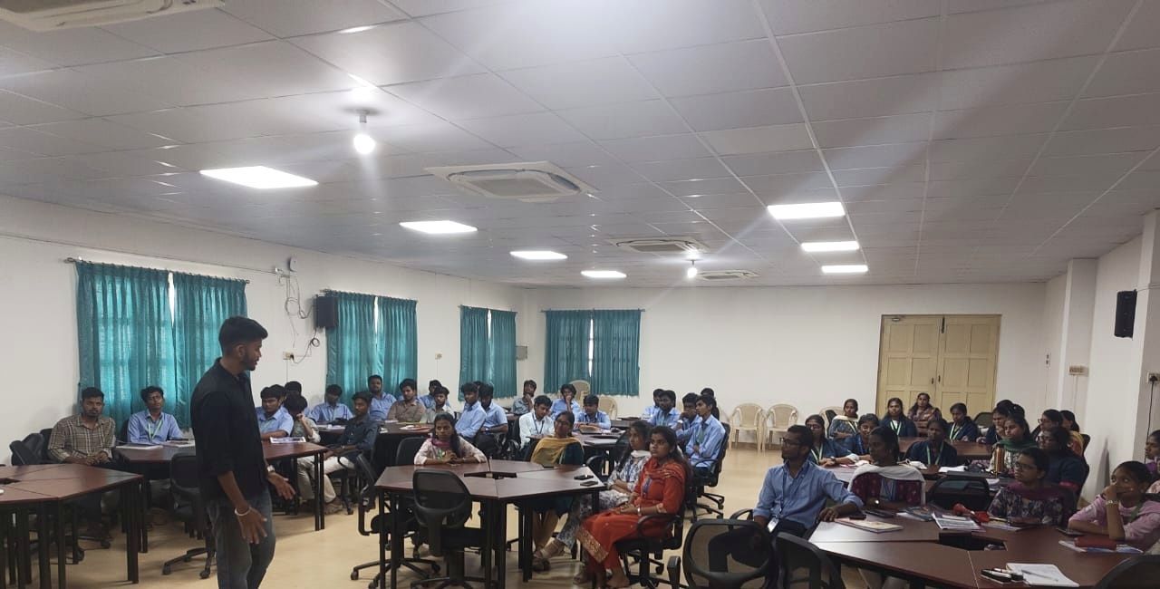 The full classroom of 2nd and 3rd year students, with Kanish at the front