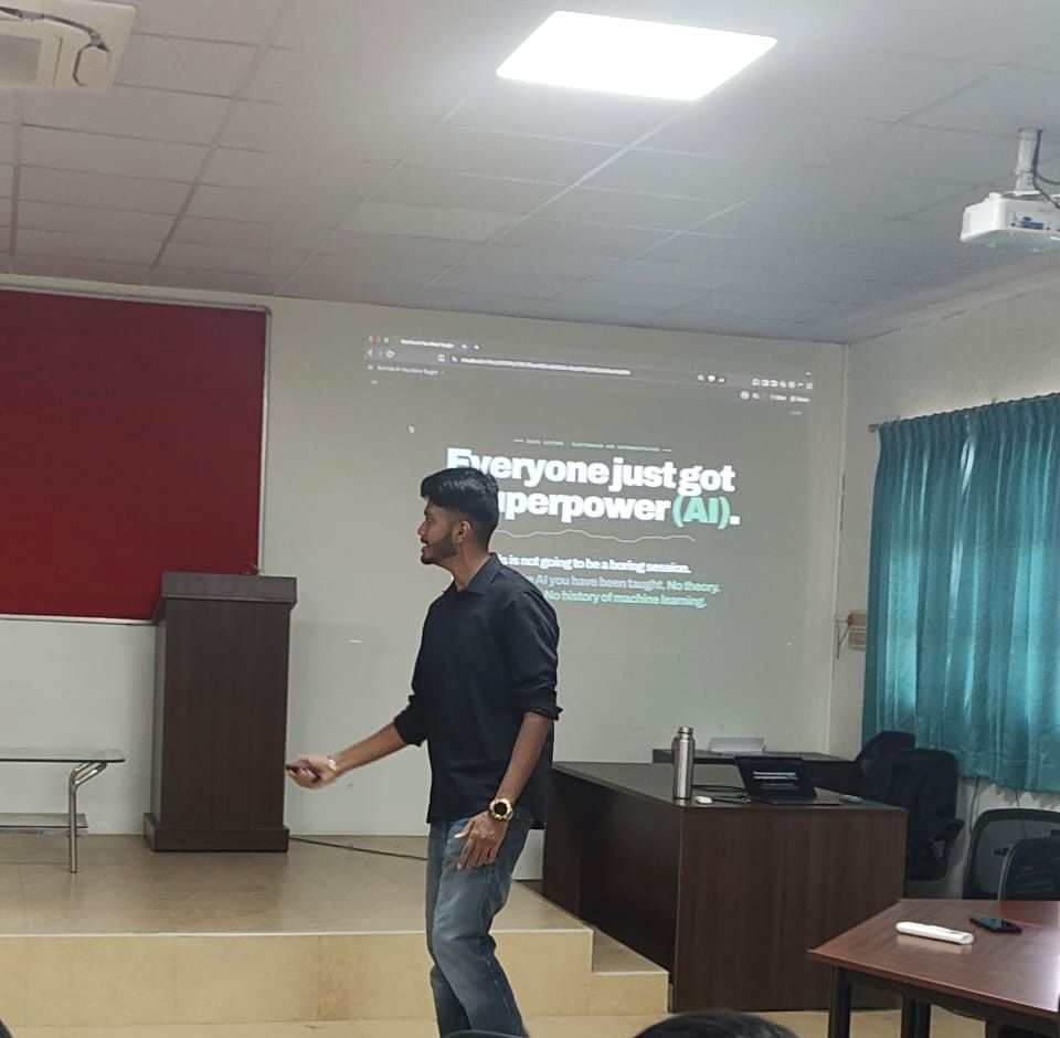 Kanish in front of a slide that calls AI a superpower