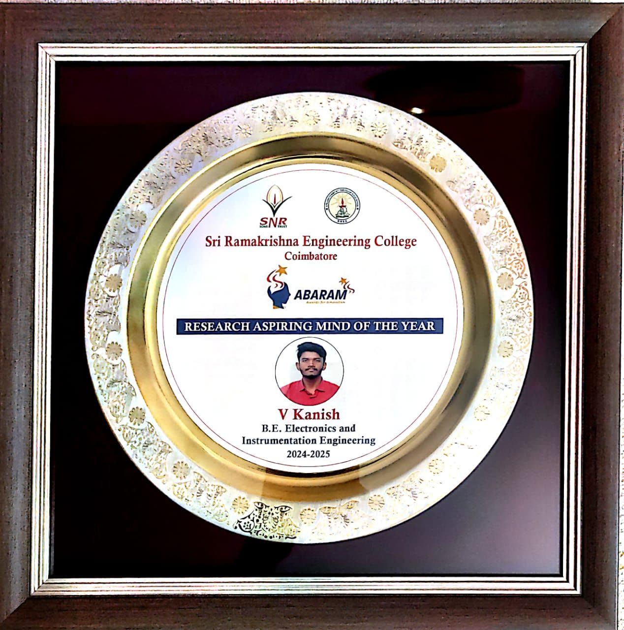 Close-up of the ABARAM plaque