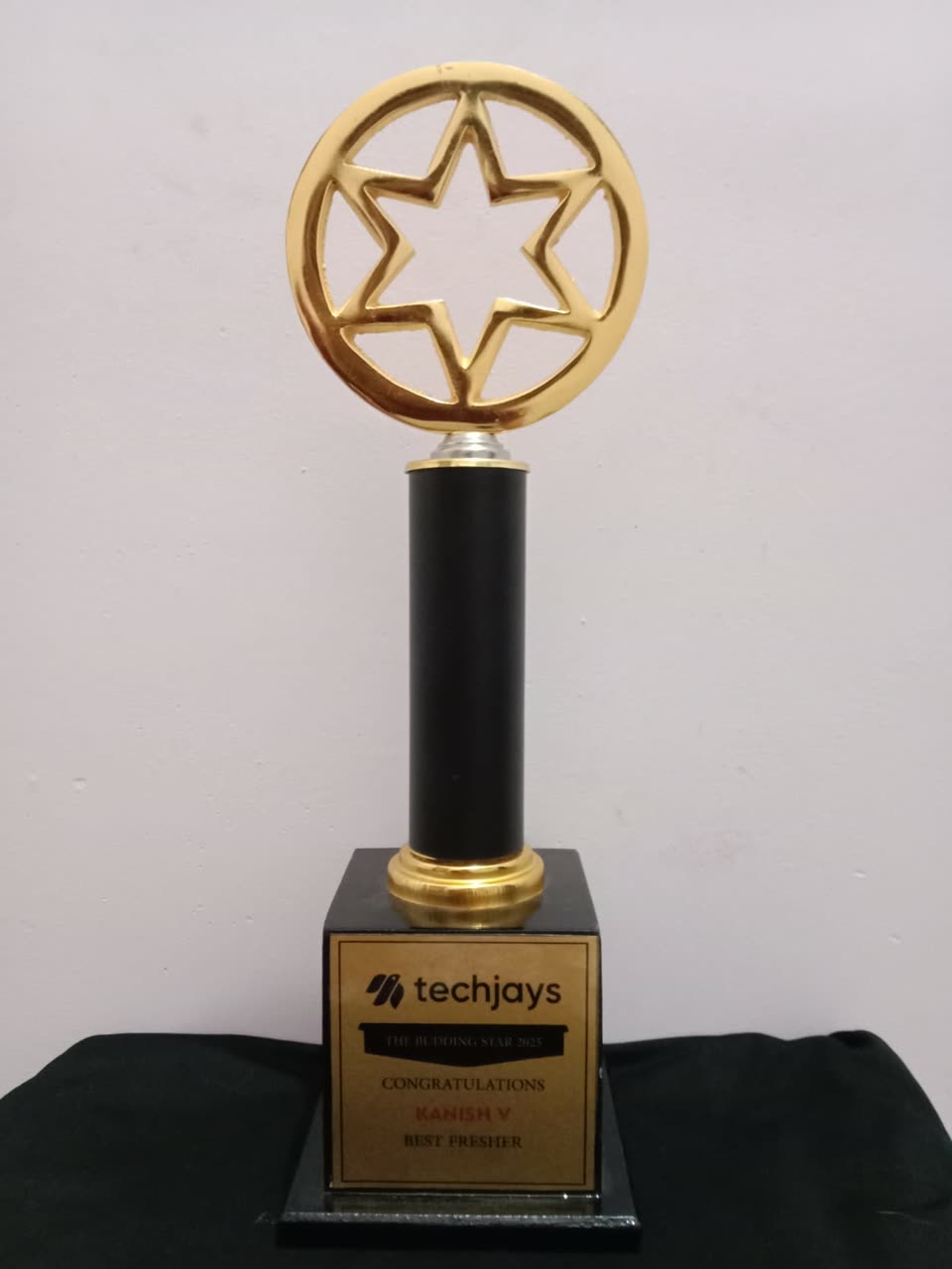 The Best Fresher trophy close up