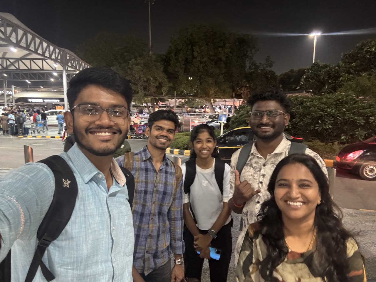 Night selfie of the team on arrival in Delhi