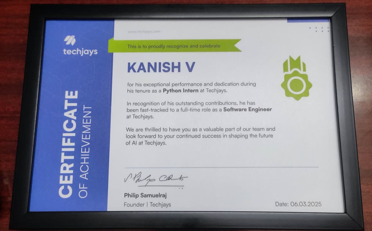The Star Intern certificate of achievement